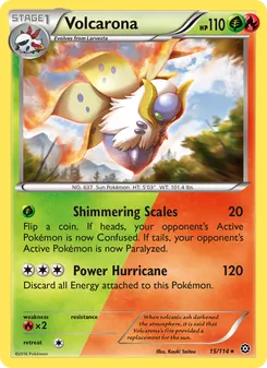 Volcarona card from Steam Siege, number 15/114