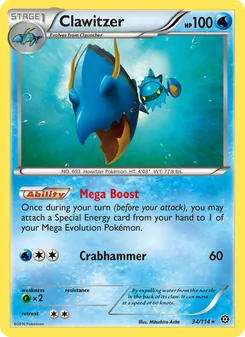 Clawitzer card from Steam Siege, number 34/114