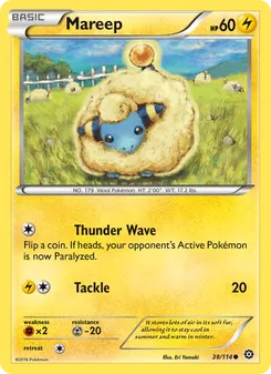 Mareep card from Steam Siege, number 38/114