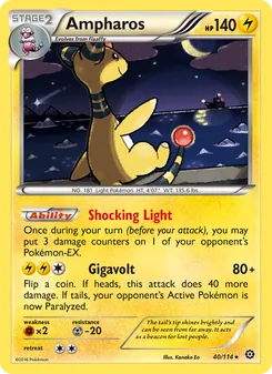 Ampharos card from Steam Siege, number 40/114