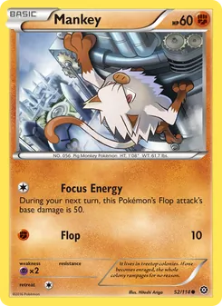 Mankey card from Steam Siege, number 52/114