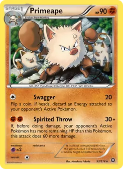 Primeape card from Steam Siege, number 53/114
