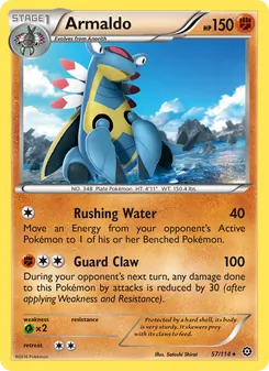 Armaldo card from Steam Siege, number 57/114