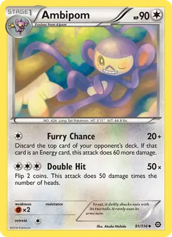 Ambipom card from Steam Siege, number 91/114
