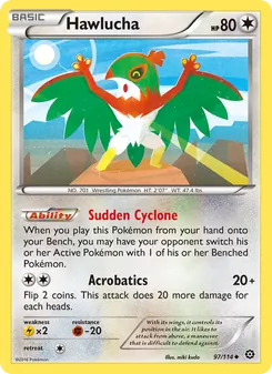 Hawlucha card from Steam Siege, number 97/114