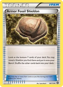 Armor Fossil Shieldon card from Steam Siege, number 98/114