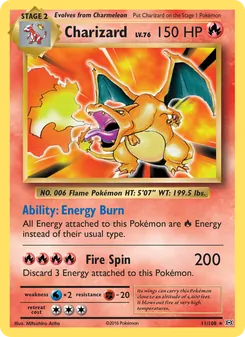Charizard card from Evolutions, number 11/108