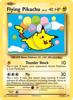 Flying Pikachu card from Evolutions, number 110/108