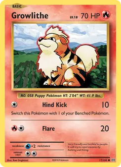 Growlithe card from Evolutions, number 17/108