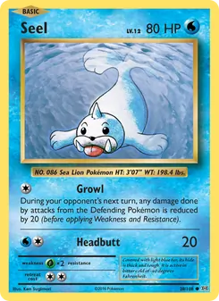 Seel card from Evolutions, number 28/108
