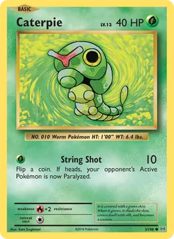 Caterpie card from Evolutions, number 3/108