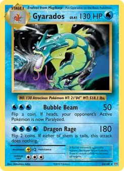 Gyarados card from Evolutions, number 34/108