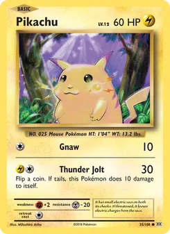 Pikachu card from Evolutions, number 35/108