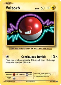Voltorb card from Evolutions, number 39/108