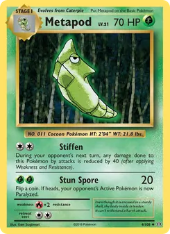 Metapod card from Evolutions, number 4/108