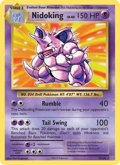 Nidoking card from Evolutions, number 45/108