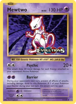 Mewtwo card from Evolutions, number 51/108