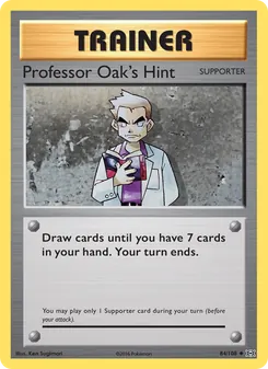 Professor Oak's Hint card from Evolutions, number 84/108