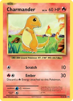 Charmander card from Evolutions, number 9/108