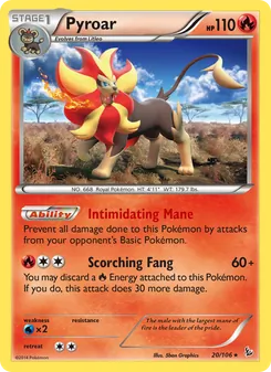 Pyroar card from Flashfire, number 20/106