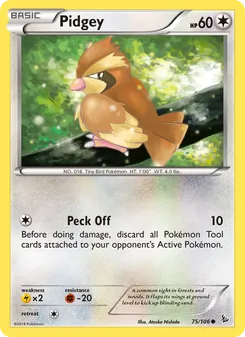 Pidgey card from Flashfire, number 75/106