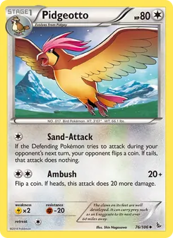 Pidgeotto card from Flashfire, number 76/106
