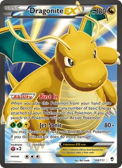 Dragonite EX card from Furious Fists, number 108/111