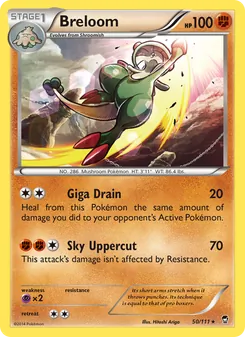 Breloom card from Furious Fists, number 50/111