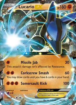 Lucario EX card from Furious Fists, number 54/111