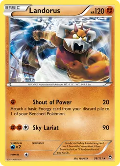 Landorus card from Furious Fists, number 58/111