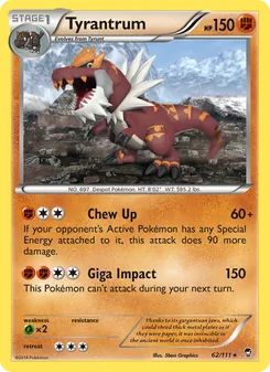 Tyrantrum card from Furious Fists, number 62/111