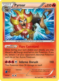 Pyroar card from Phantom Forces, number 12/119