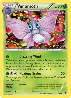 Venomoth card from Phantom Forces, number 2/119