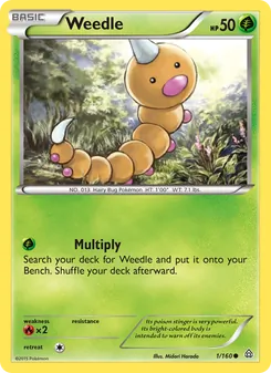 Weedle card from Primal Clash, number 1/160