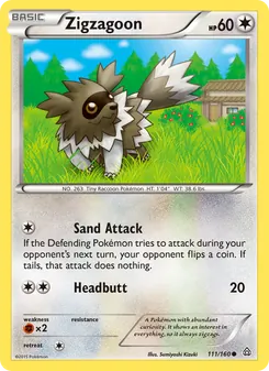 Zigzagoon card from Primal Clash, number 111/160