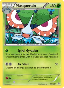 Masquerain card from Primal Clash, number 14/160