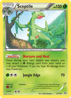 Sceptile card from Primal Clash, number 8/160