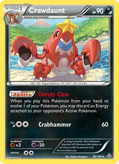 Crawdaunt card from Primal Clash, number 92/160