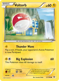 Voltorb card from Roaring Skies, number 21/108