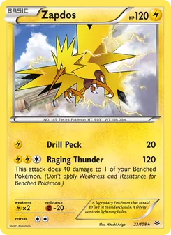Zapdos card from Roaring Skies, number 23/108