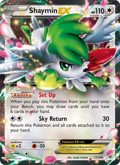 Shaymin EX card from Roaring Skies, number 77/108