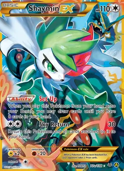 Shaymin EX card from Roaring Skies, number 77a/108