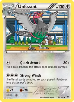 Unfezant card from Roaring Skies, number 80/108