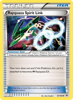 Rayquaza Spirit Link card from Roaring Skies, number 87/108