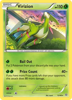 Virizion card from Ancient Origins, number 12/98