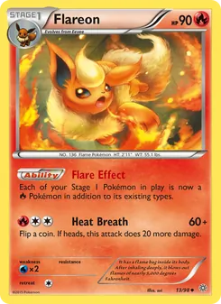 Flareon card from Ancient Origins, number 13/98