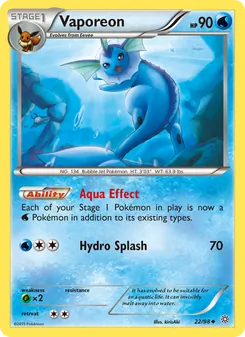 Vaporeon card from Ancient Origins, number 22/98