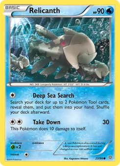Relicanth card from Ancient Origins, number 23/98