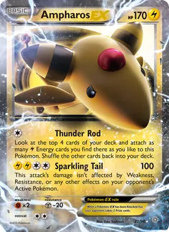 Ampharos EX card from Ancient Origins, number 27/98