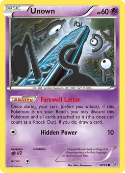 Unown card from Ancient Origins, number 30/98